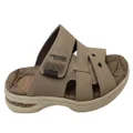 Pegada Islander Mens Comfortable Leather Slides Sandals Made In Brazil Taupe 7 AUS or 41 EUR