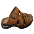 Pegada Islander Mens Comfortable Leather Slides Sandals Made In Brazil Tan 8 AUS or 42 EUR