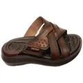 Pegada Freddie Mens Comfortable Leather Slides Sandals Made In Brazil Brown 8 AUS or 42 EUR