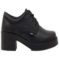 ROC Riva Womens Leather Comfortable Lace Up School Shoes Black 8 AUS