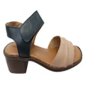 Balatore Laura Womens Comfortable Brazilian Leather Low Heel Sandals Navy/Beige 7 AUS or 38 EUR