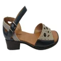 Balatore Olivia Womens Comfortable Brazilian Leather Low Heel Sandals Navy/Grey 8 AUS or 39 EUR