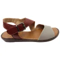 Balatore Simonne Womens Comfortable Leather Sandals Made In Brazil Off White/Red 9 AUS or 40 EUR