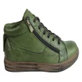 Cabello Comfort EG1570 Womens Flat Leather European Ankle Boots Khaki 8 AUS or 39 EUR