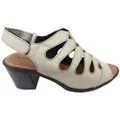 Balatore Cecillia Womens Comfort Brazilian Leather Mid Heel Sandals Off White 8 AUS or 39 EUR