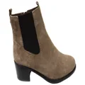 Caprice Jade Womens Comfort Mid Heel Leather Wide Fit Ankle Boots Taupe Suede 8 AUS or 39 EUR
