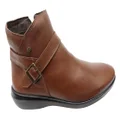 Perlatto Pindera Womens Comfortable Leather Ankle Boots Made In Brazil Tan 6 AUS or 37 EUR