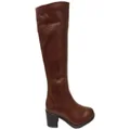 Caprice Anabel Womens Wide Fit Comfortable Leather Knee High Boots Cognac 9 AUS or 40 EUR