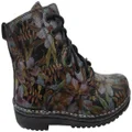 Naot Claudia Womens Leather Comfortable Supportive Lace Up Boots Black Floral 4 AUS or 35 EUR