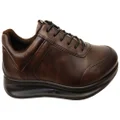 ECCO Mens Comfortable Leather Aquet Sneakers Shoes Brown 9-9.5 AUS or 43 EUR