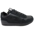 Lacoste Mens Leather Lace Up T Clip Premium Sneakers Black 8 UK or 9 US