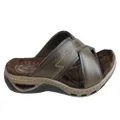 Pegada Jerry Mens Leather Comfy Cushioned Slide Sandals Made In Brazil Brown 9 AUS or 43 EUR