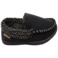 Dearfoam Mens Eli Microsuede Moccasin With Whipstitch Slippers Black 7-8 US or Small