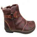 J Gean Andrea Womens Comfortable Leather Ankle Boots Made In Brazil Burgundy 11 AUS or 42 EUR
