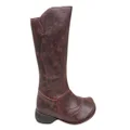 J Gean Lozza Womens Comfortable Leather Mid Calf Boots Made In Brazil Burgundy 7 AUS or 38 EUR