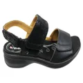 Revere Como Womens Comfortable Leather Wide Width Sandals Black 6 AUS or 37 EUR