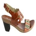 Andacco Moonshine Womens Leather Comfy Mid Heel Sandals Made In Brazil Rust 8 AUS or 39 EUR