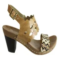 Andacco Moonshine Womens Leather Comfy Mid Heel Sandals Made In Brazil Tan 8 AUS or 39 EUR