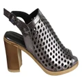 Orizonte Sian Womens European Leather Comfortable Mid Heel Sandals Pewter 9 AUS or 40 EUR