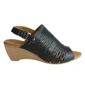 Orizonte Posy Womens European Leather Comfortable Wedge Sandals Black 10 AUS or 41 EUR
