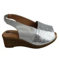 Lola Canales Glee Womens Comfort Leather Wedge Sandals Made In Spain Silver 7 AUS or 38 EUR