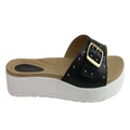 Pegada Lea Womens Cushioned Leather Sandals Slides Made In Brazil Black 10 AUS or 41 EUR