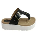 Pegada Jess Womens Cushioned Leather Sandals Thongs Made In Brazil Black 8 AUS or 39 EUR
