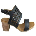 Orizonte Equinox Womens European Comfortable Leather Mid Heel Sandals Black 9 AUS or 40 EUR