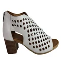 Orizonte Kadi Womens European Comfortable Leather Mid Heel Sandals White 10 AUS or 41 EUR