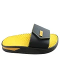 BR Sport Utah Mens Brazilian Comfort Slides Sandals With Massage Balls Black/Yellow 11 AUS or 45 EUR