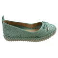 Bottero Hampshire Womens Comfort Leather Ballet Flats Made In Brazil Aqua 10 AUS or 41 EUR
