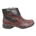 J Gean Hunter Womens Comfortable Leather Ankle Boots Made In Brazil Burgundy 7 AUS or 38 EUR