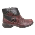 J Gean Hunter Womens Comfortable Leather Ankle Boots Made In Brazil Burgundy 11 AUS or 42 EUR