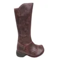 J Gean Lozza Womens Comfortable Leather Mid Calf Boots Made In Brazil Burgundy 8 AUS or 39 EUR