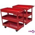 vidaXL 2 x Workshop Tool Trolley 100 kg 3 Shelves