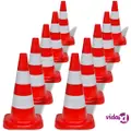 vidaXL 10 Reflective Traffic Cones Red and White 50 cm