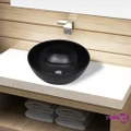 vidaXL Ceramic Bathroom Sink Basin Black Round