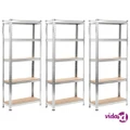 vidaXL 5-Layer Shelves 3 pcs Silver Steel&Engineered Wood