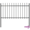 vidaXL Garden Fence with Spear Top Steel 1.7x1 m Black