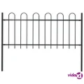 vidaXL Garden Fence with Hoop Top Steel 1.7x0.8 m Black