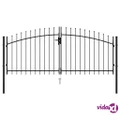 vidaXL Fence Gate Double Door with Spike Top Steel 3x1.25 m Black