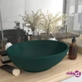 vidaXL Luxury Basin Oval-shaped Matt Dark Green 40x33 cm Ceramic