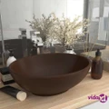 vidaXL Luxury Basin Oval-shaped Matt Dark Brown 40x33 cm Ceramic