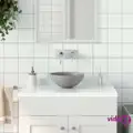 vidaXL Bathroom Sink Ceramic Light Grey Round