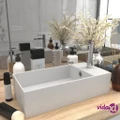 vidaXL Bathroom Sink with Overflow Ceramic Matt White