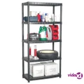 vidaXL Storage Shelf 5-Tier Black 85x40x185 cm Plastic