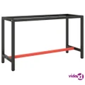 vidaXL Work Bench Frame Matte Black and Matte Red 140x50x79 cm Metal