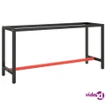 vidaXL Work Bench Frame Matte Black and Matte Red 170x50x79 cm Metal