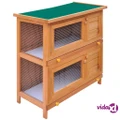 vidaXL Outdoor Rabbit Hutch Small Animal House Pet Cage 4 Doors Wood