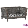 vidaXL Dog Basket with Cushion Grey 50x33x30 cm Natural Willow